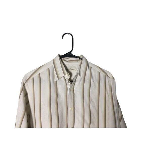 Tommy Bahama Shirt Men's Size Small Beige Brown Silk Cotton Blend Button Up - Picture 3 of 7